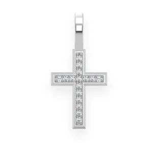 0.05CTW Angled Cross Diamond Pendant