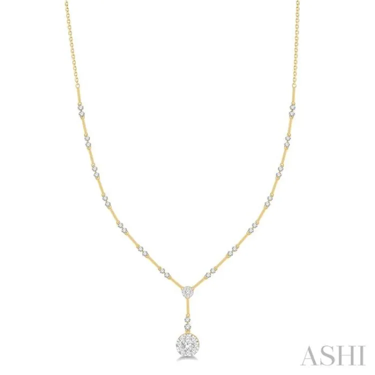 1 7/8 ctw Circular Bar Link Lovebright Round Cut Diamond Necklace in 14K Yellow and White Gold