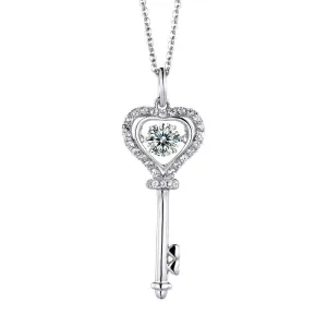 1 Carat Moissanite Diamond Dancing Stone Key Necklace 925 Sterling Silver MXFN8138