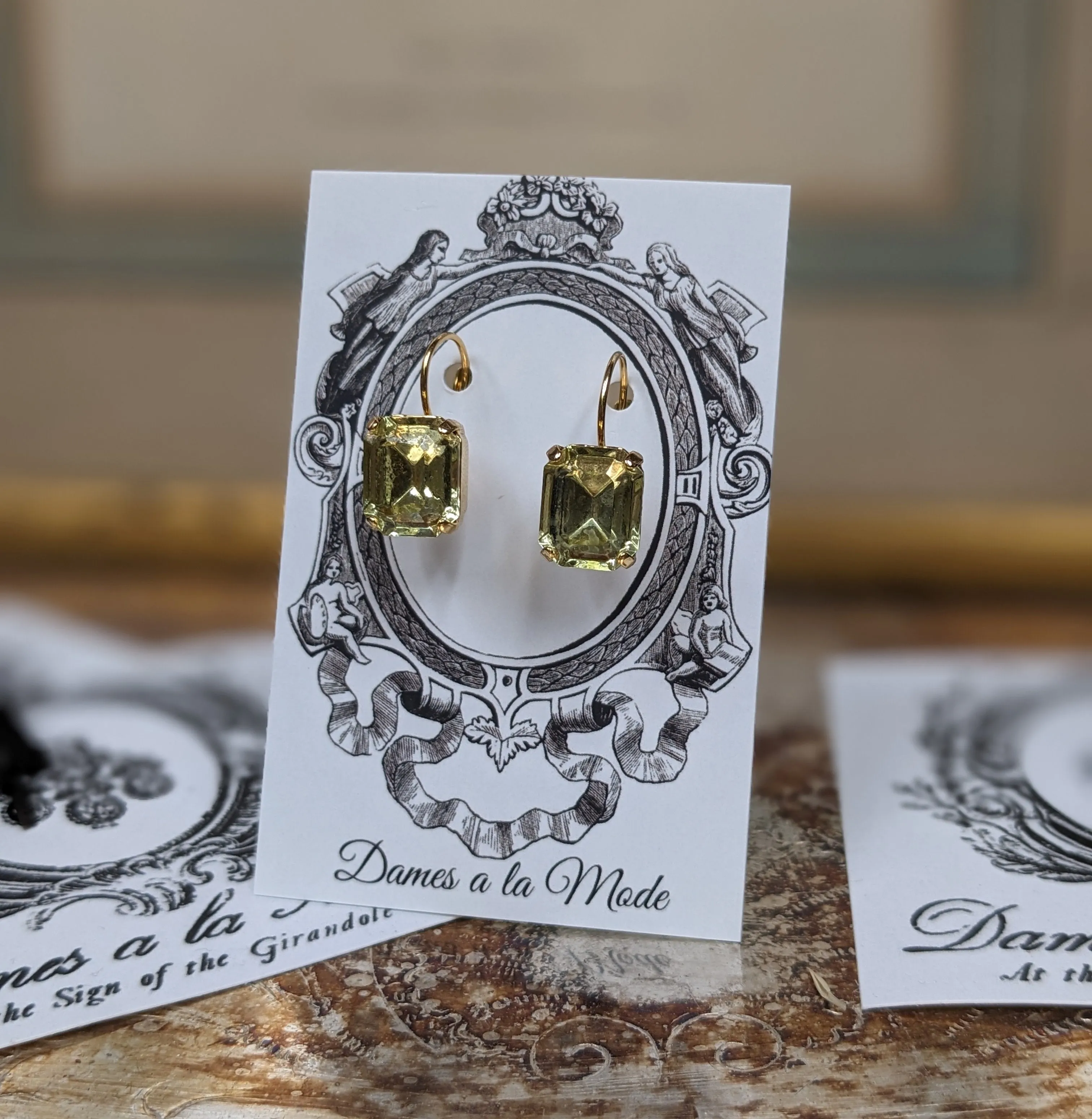 $10 Treats! Yellow Crystal Earrings - Small Octagon