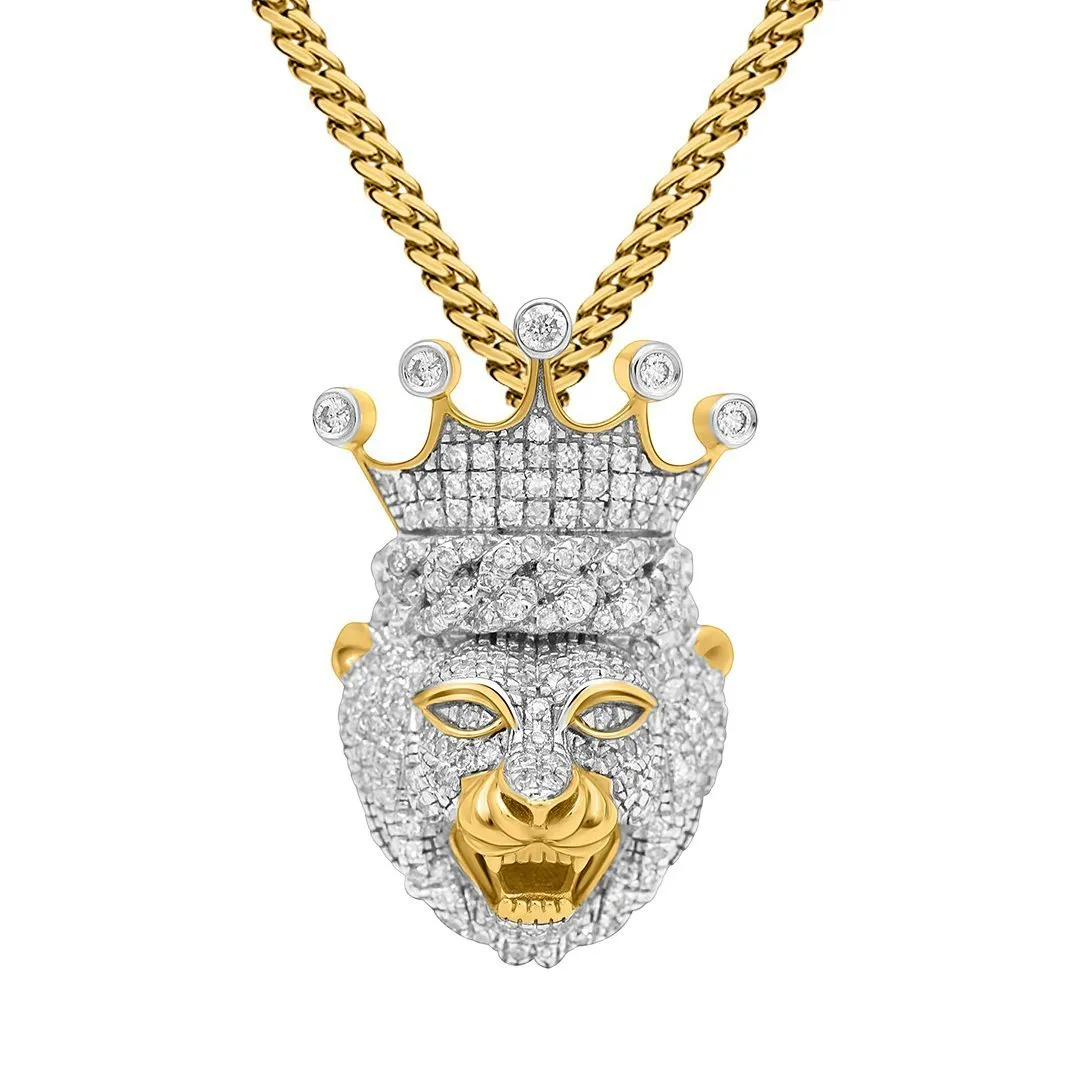 10k White Gold Diamond Lion King Pendant 0.47 Ctw