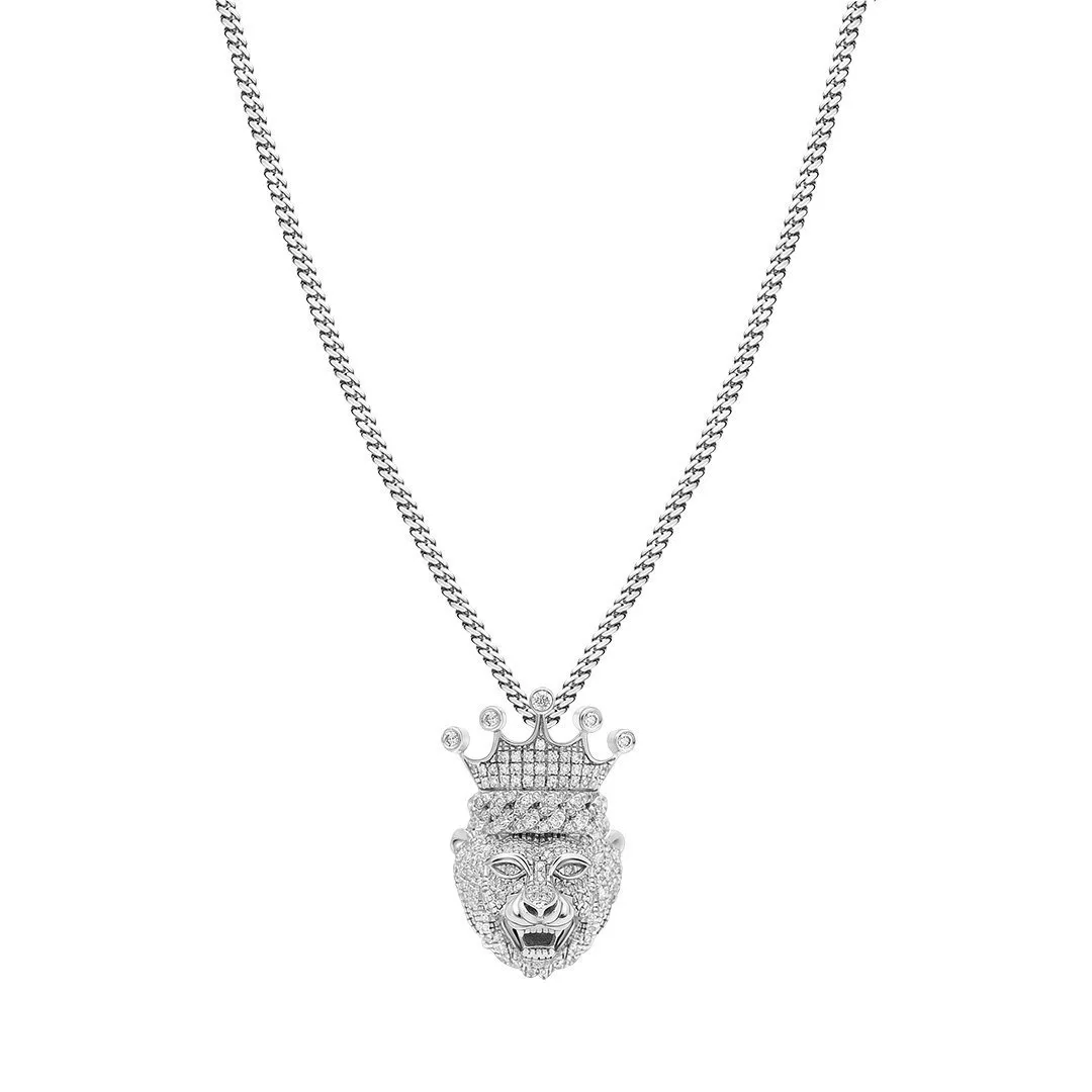 10k White Gold Diamond Lion King Pendant 0.47 Ctw