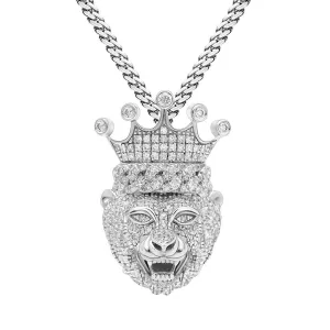 10k White Gold Diamond Lion King Pendant 0.47 Ctw