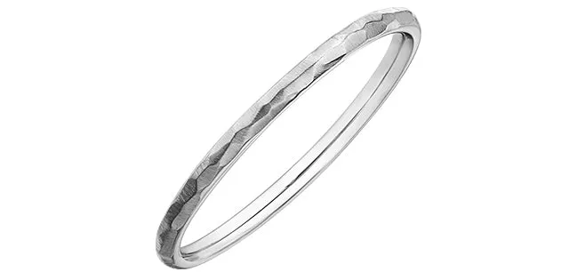 10K White Gold Narrow Hammered Band