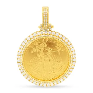 10K Yellow Gold Liberty Coin Diamond Pendant