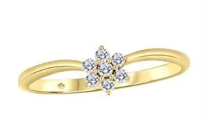 10K Yellow Gold "Flower" Ring with Diamonds