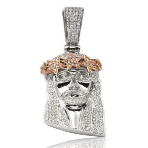 10KW R 2.10CTW DIAMOND JESUS HEAD PENDANT