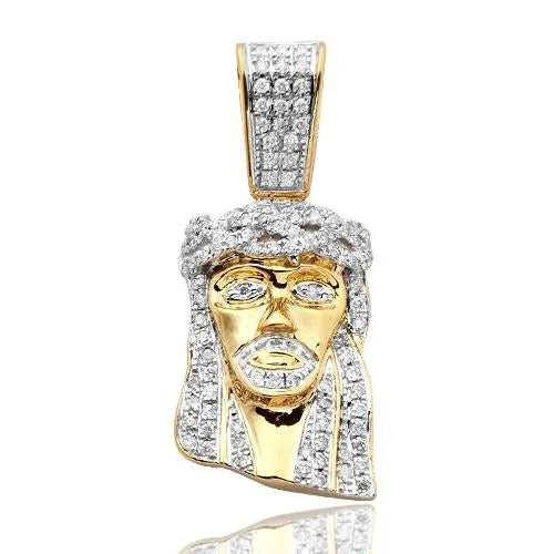 10KY 0.55CTW MICROPAVE DIAMOND JESUS HEAD PENDANT