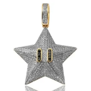 10KY 0.80CTW BLACK AND WHITE DIAMOND STAR PENDANT