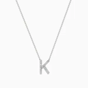 14 Karat White Gold Initial "K" Diamond Necklace