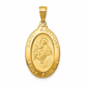 14 Yellow Gold Saint Anthony Oval Medal Pendant