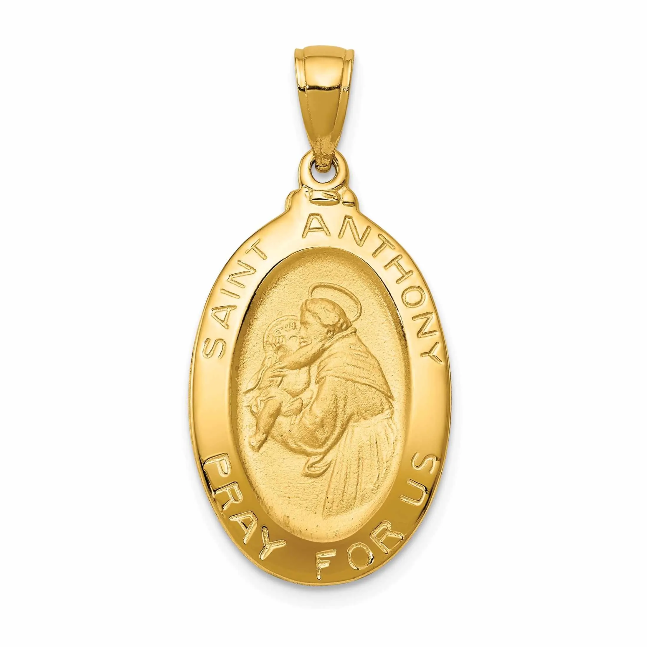 14 Yellow Gold Saint Anthony Oval Medal Pendant