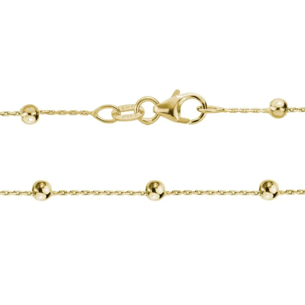 14k Gold Beaded Chain 16"