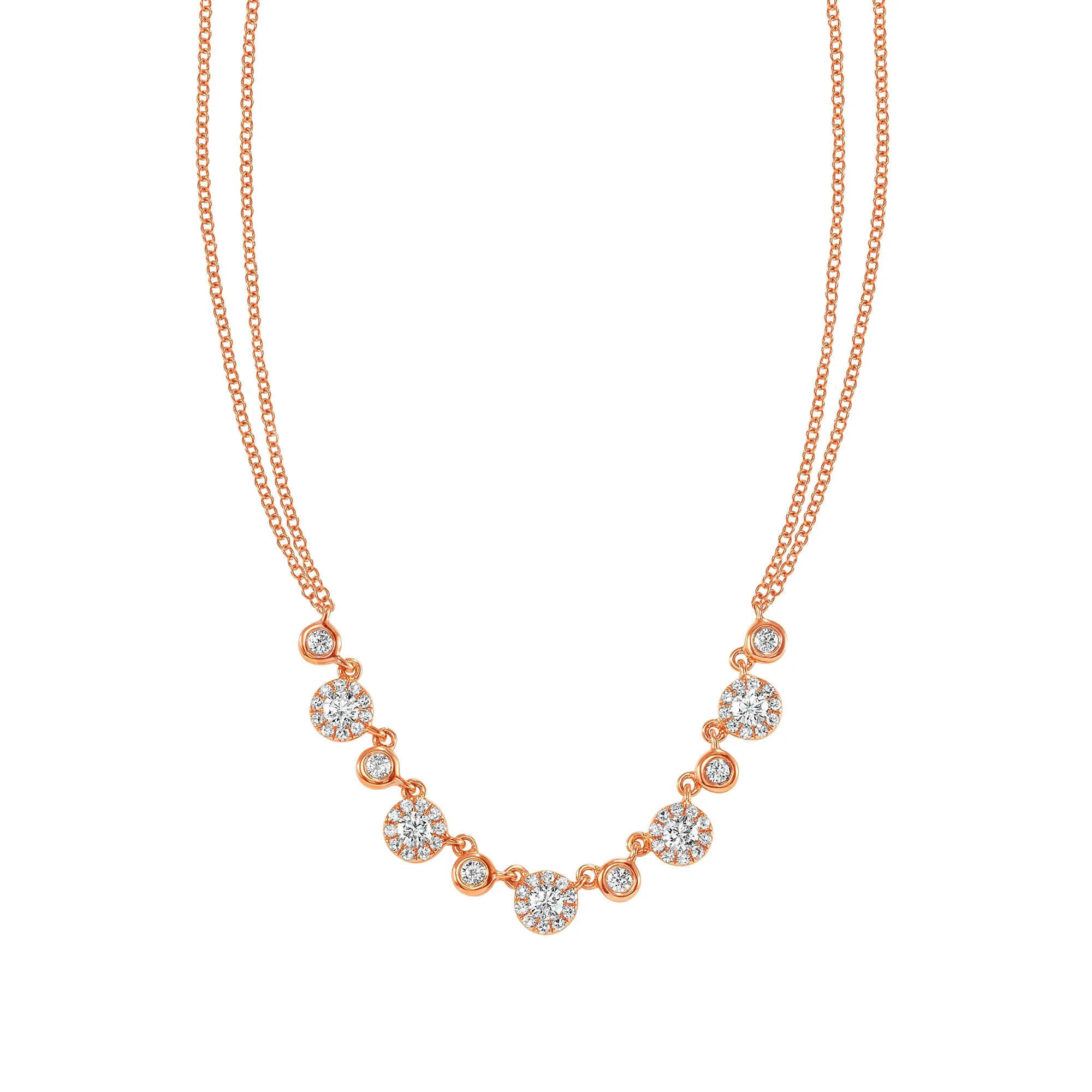 14K Gold Diamond Bezel Necklace