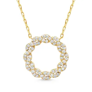 14k Gold Diamond Braided Circle Pendant