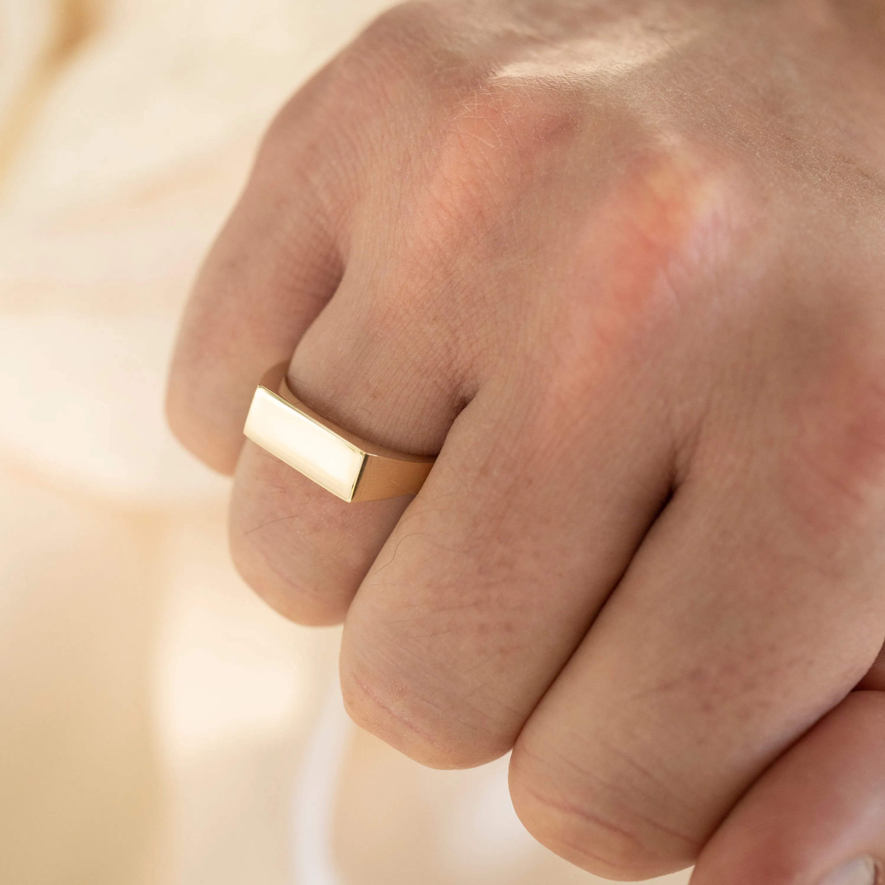 14k Gold Rectangle Signet Ring