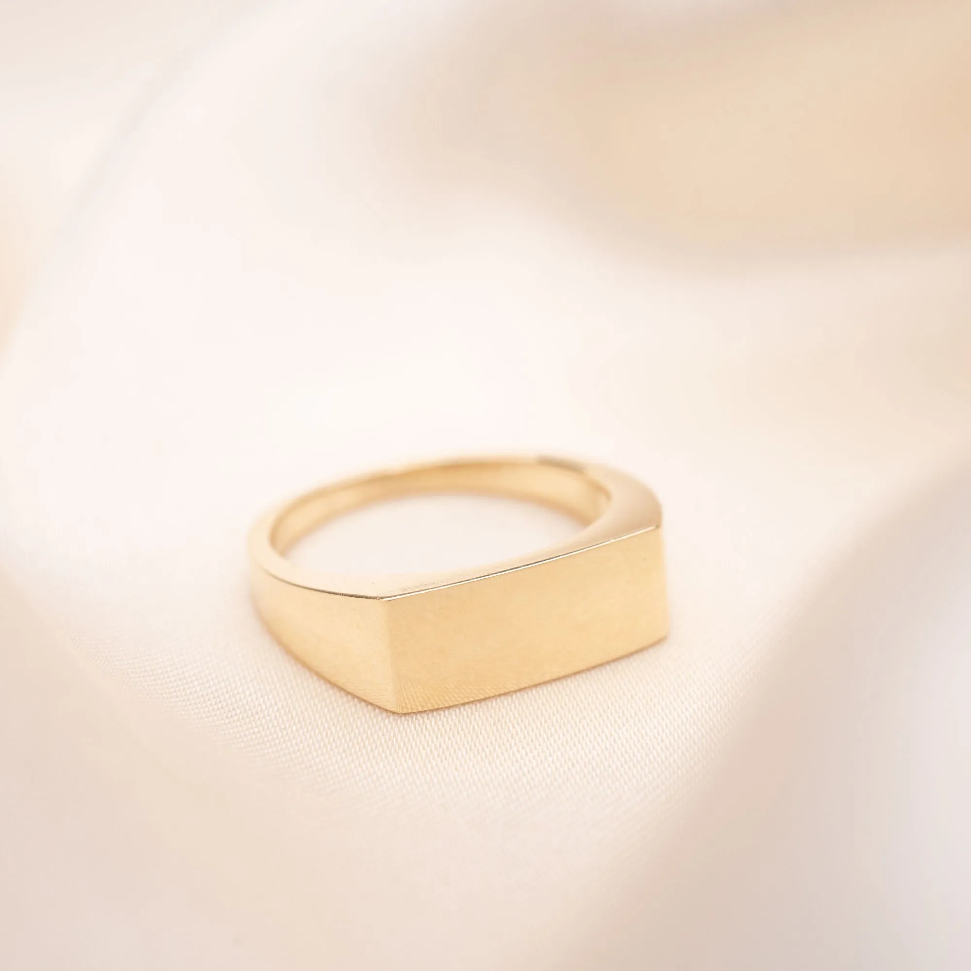 14k Gold Rectangle Signet Ring