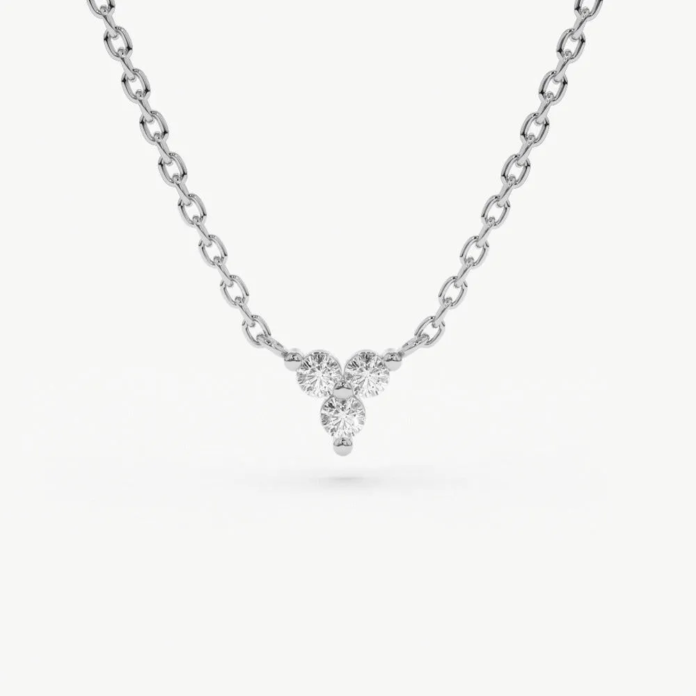 14K Gold Round Cut Diamond Trio Necklace