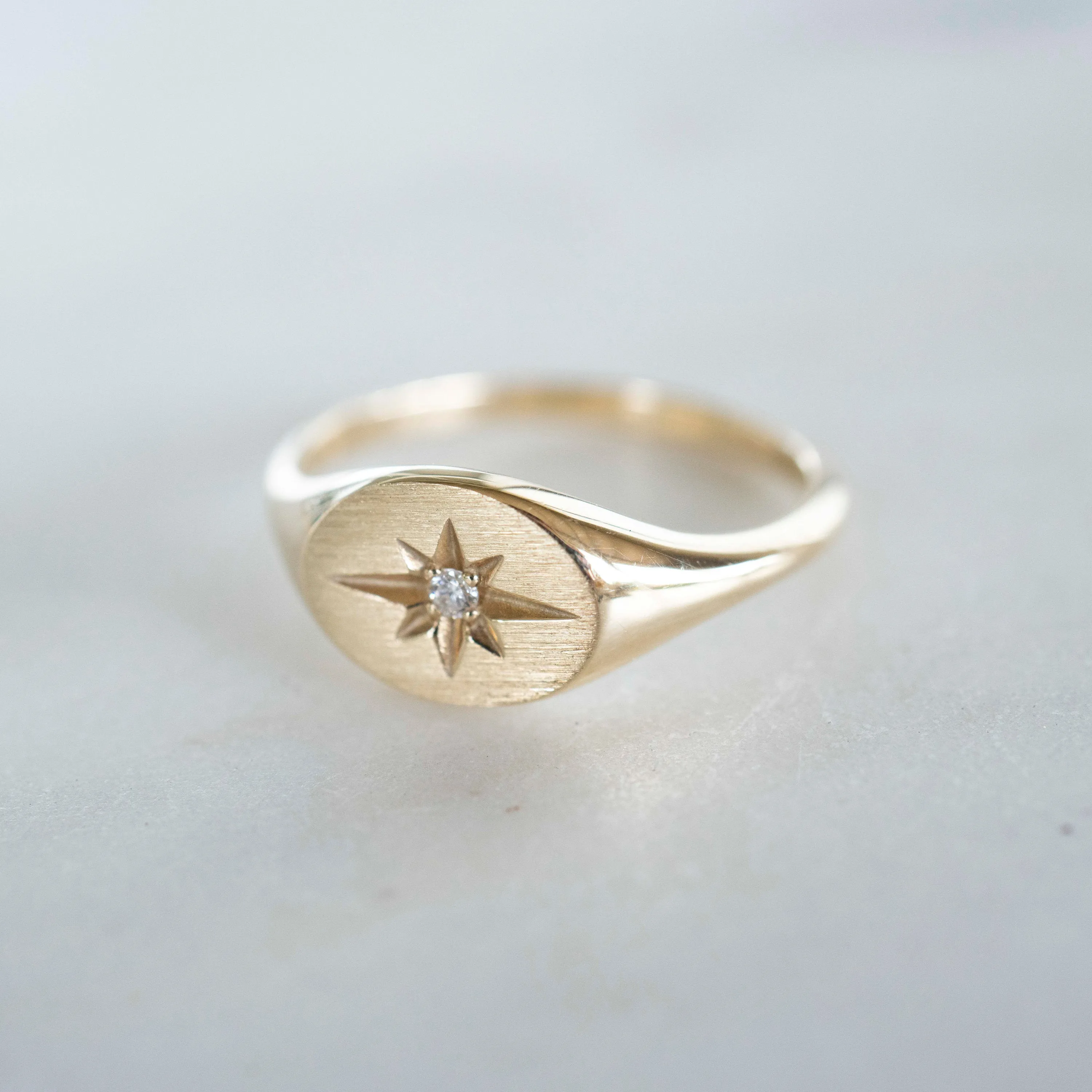 14k Gold Starburst Signet Ring