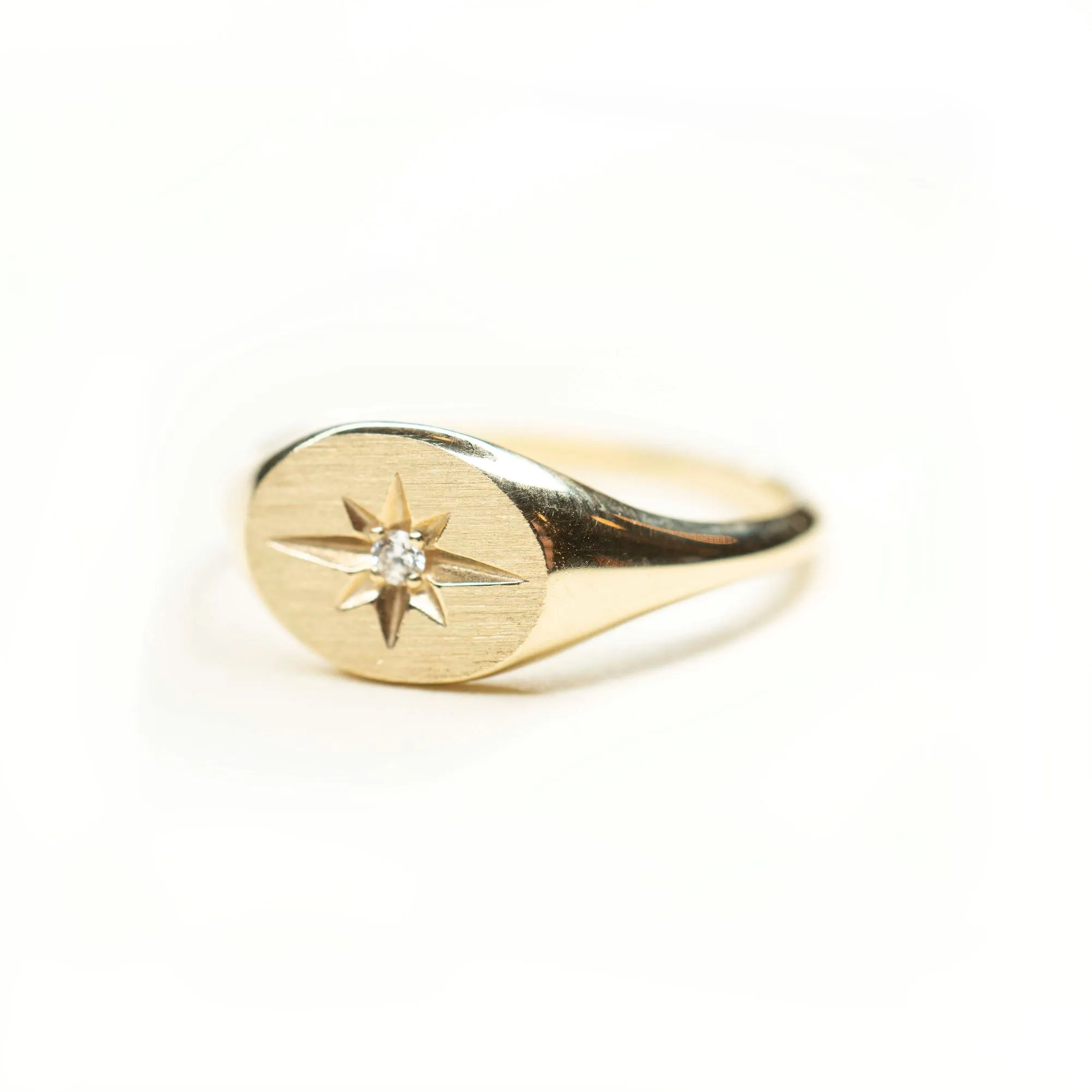 14k Gold Starburst Signet Ring