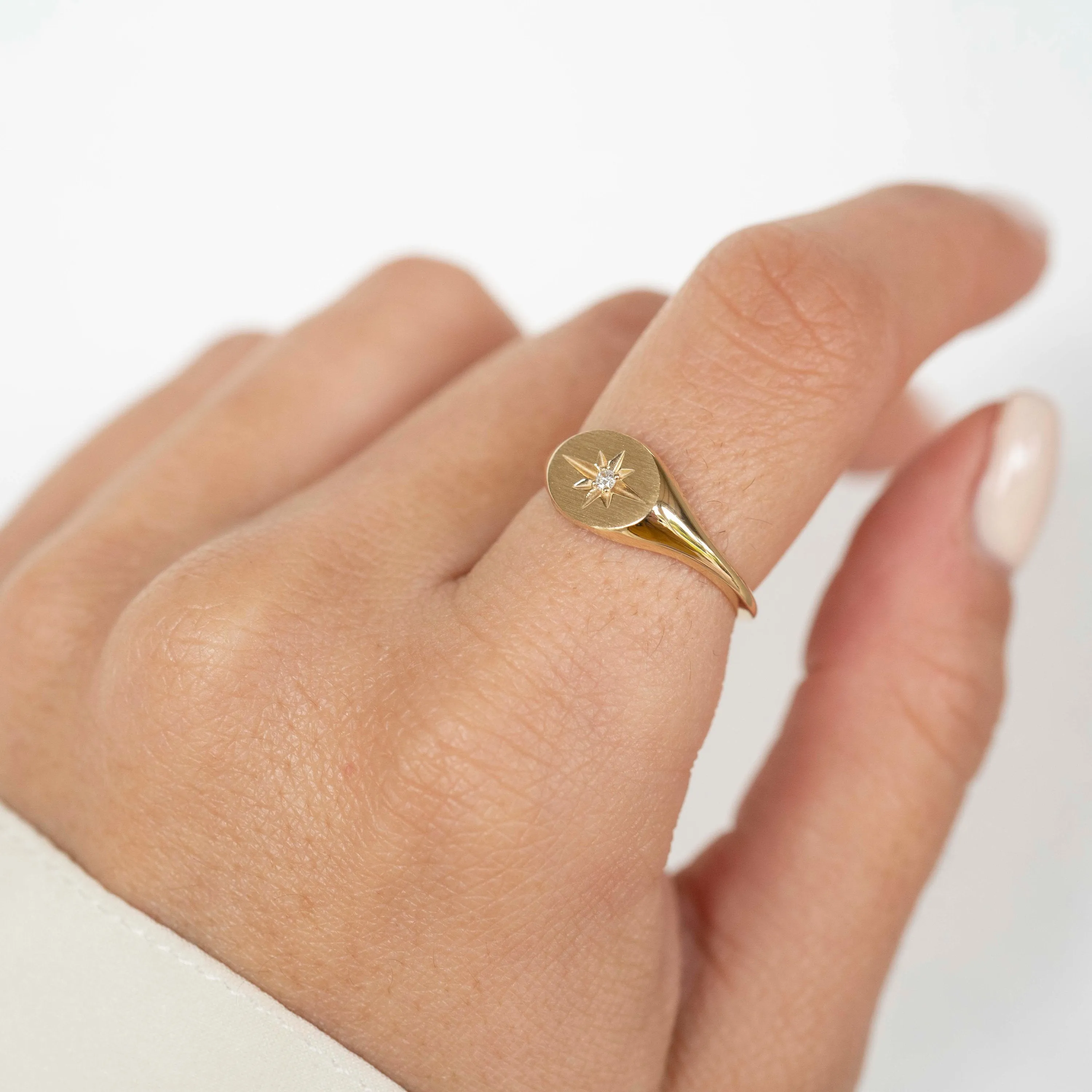 14k Gold Starburst Signet Ring