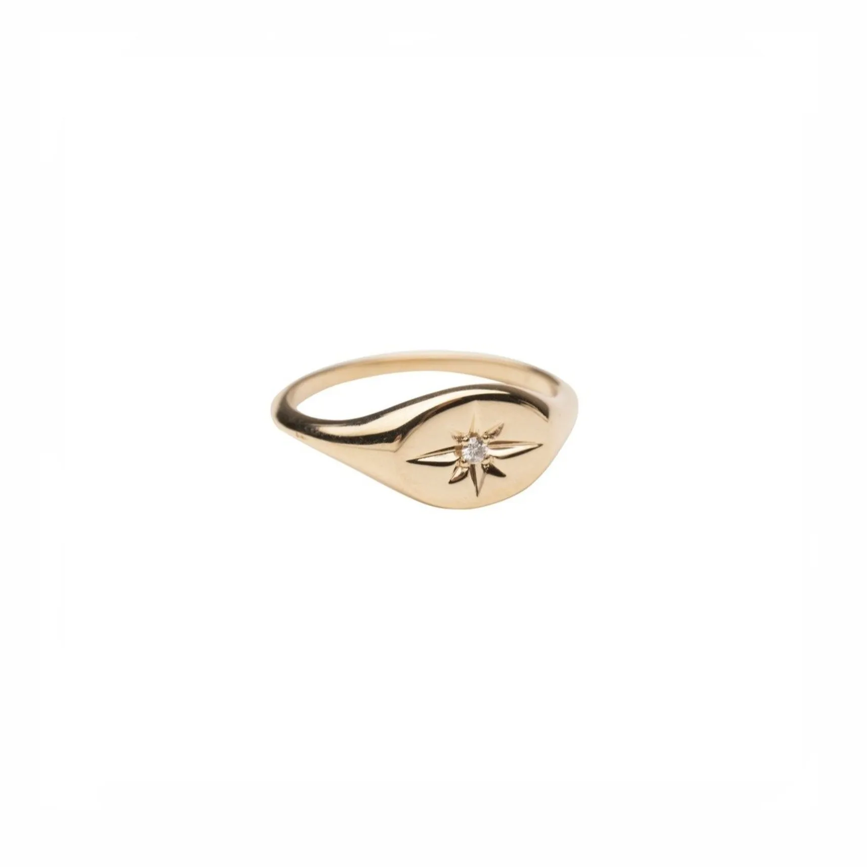 14k Gold Starburst Signet Ring