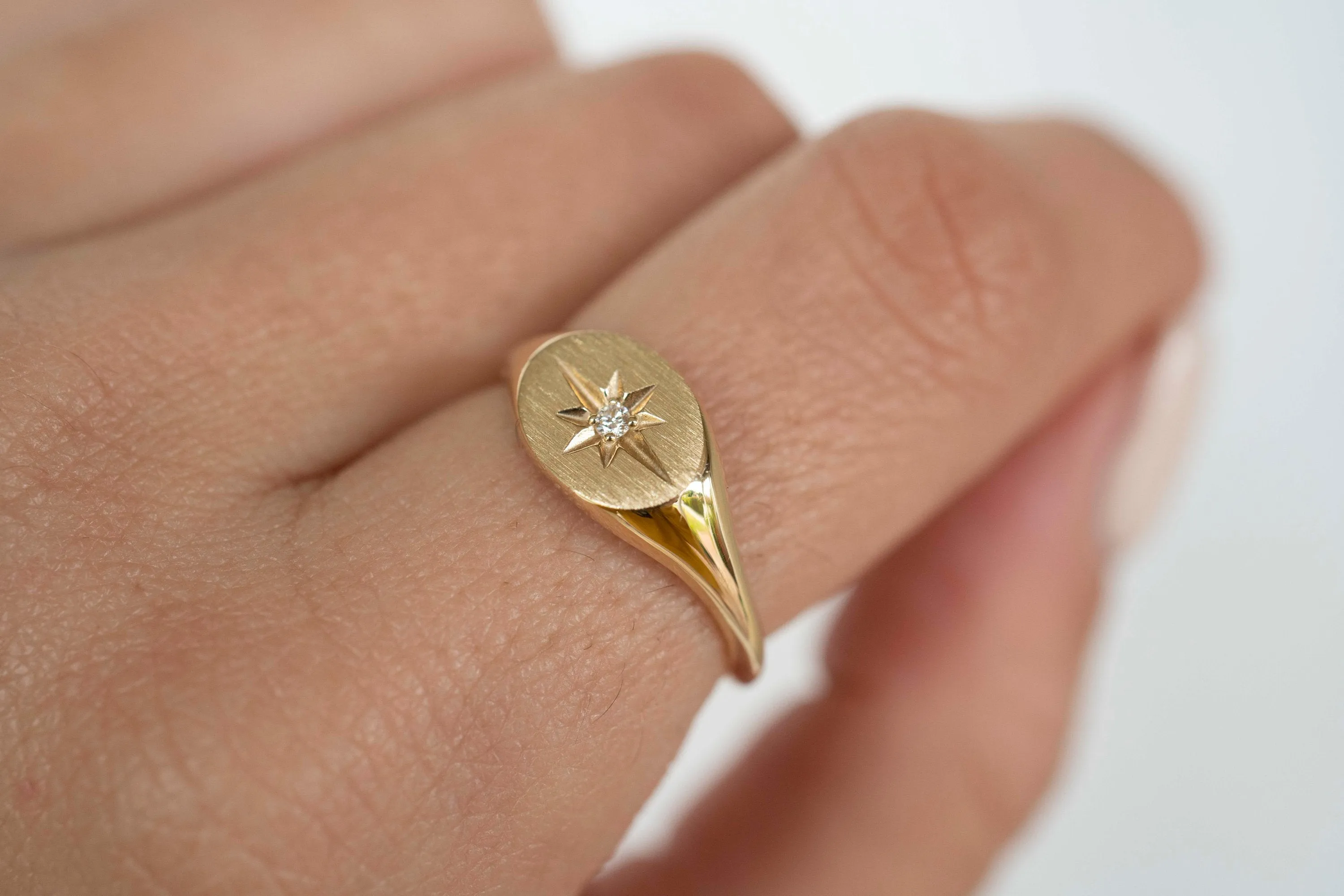 14k Gold Starburst Signet Ring