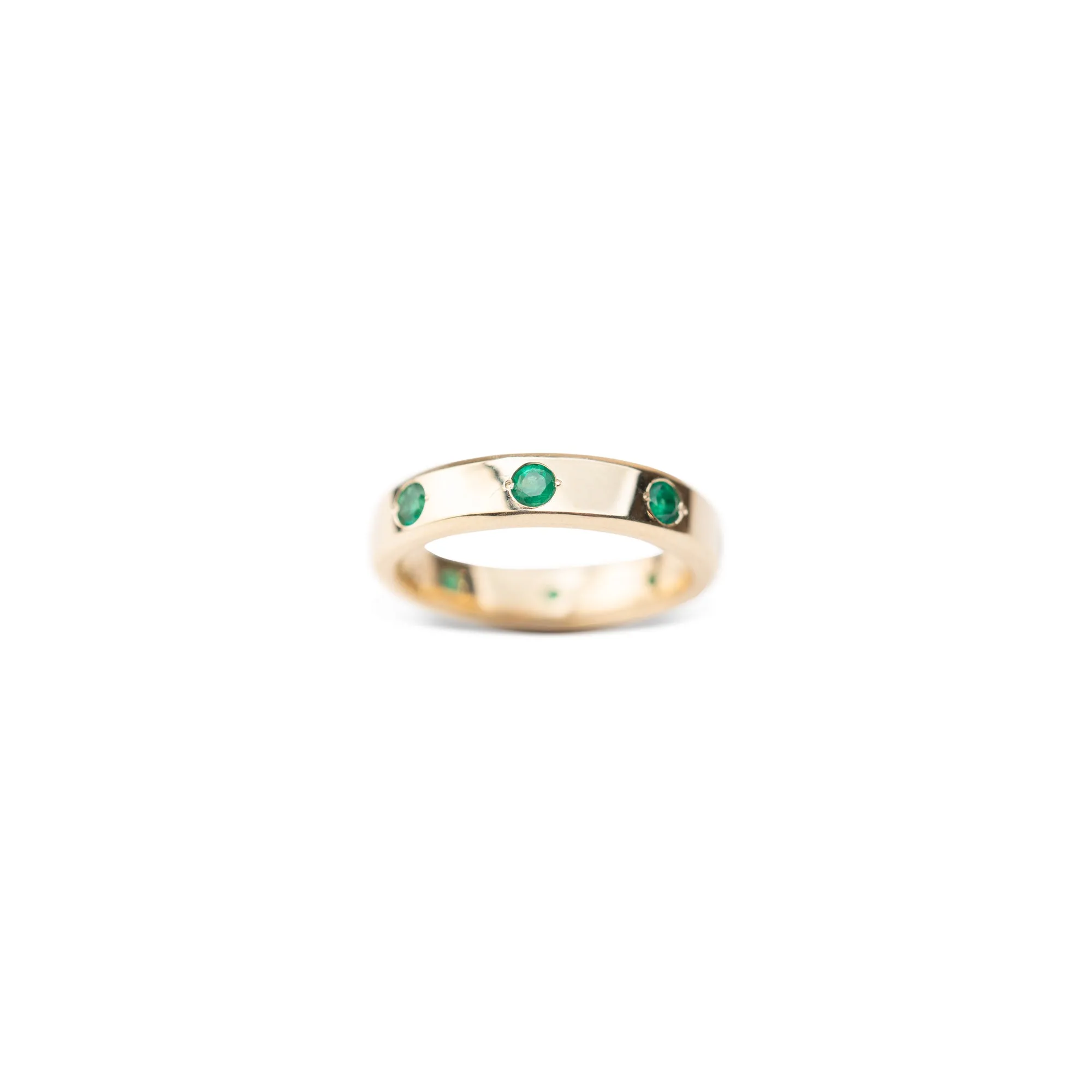 14k Gypsy Set Emerald Eternity Band