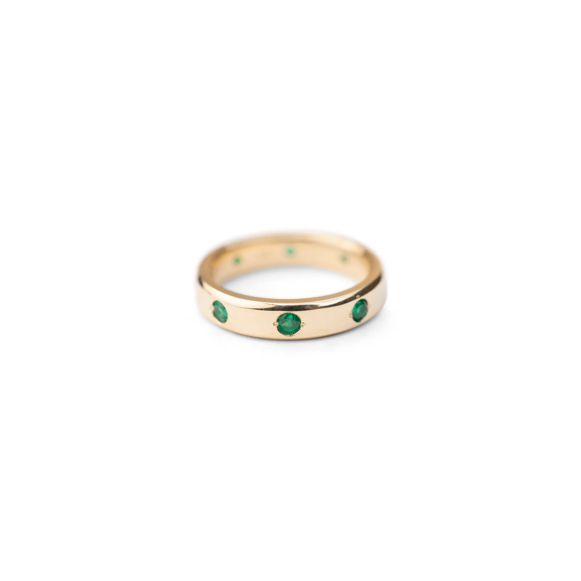 14k Gypsy Set Emerald Eternity Band