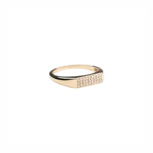 14k Rectangle Diamond Signet Ring