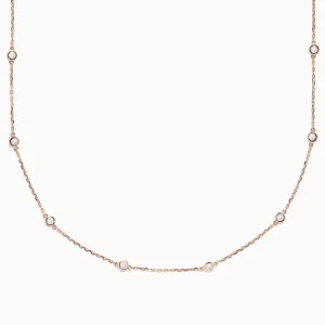 14K Rose Gold 18" Diamond Station Necklace, 0.75 TCW