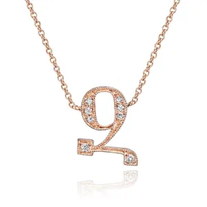 14K Rose Gold Armenian Initial Diamond Necklace