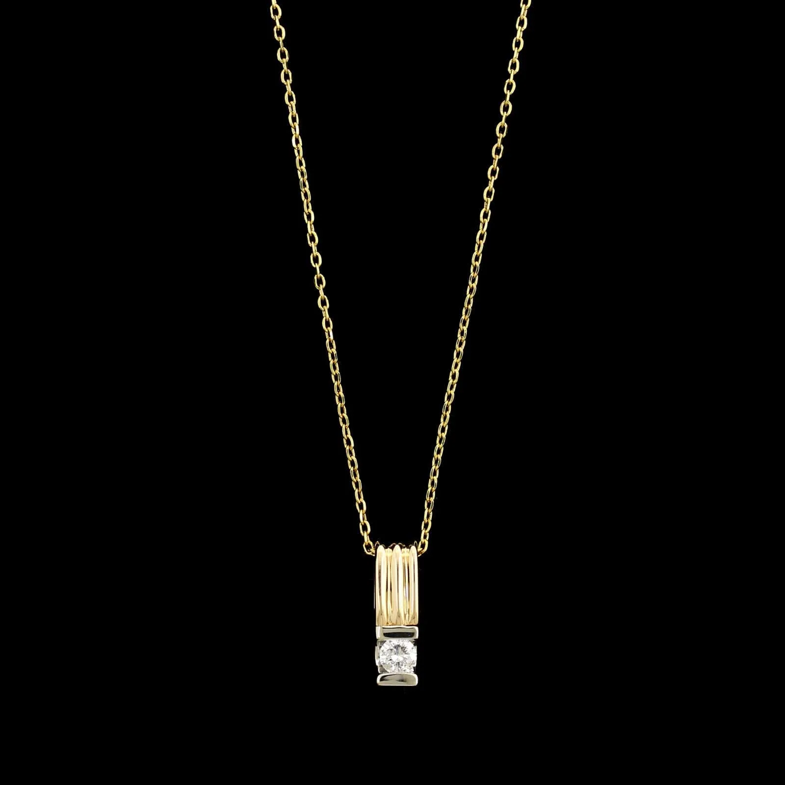 14K Two-tone Gold Estate Diamond Pendant Necklace