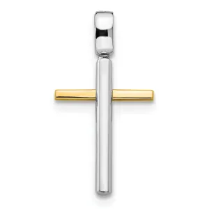 14k Two Tone Gold Polish Cross Pendant