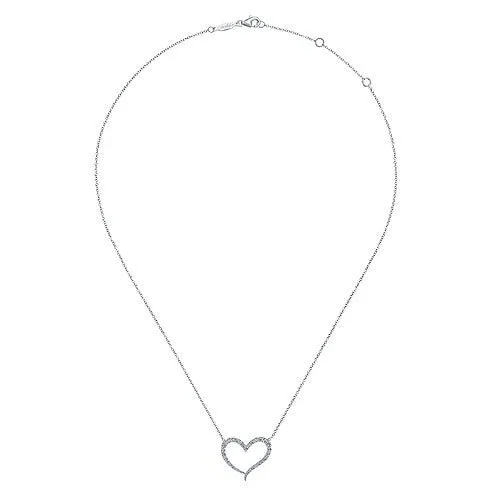 14K W Gold 0.50cttw Diamond Heart Pendant