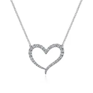 14K W Gold 0.50cttw Diamond Heart Pendant