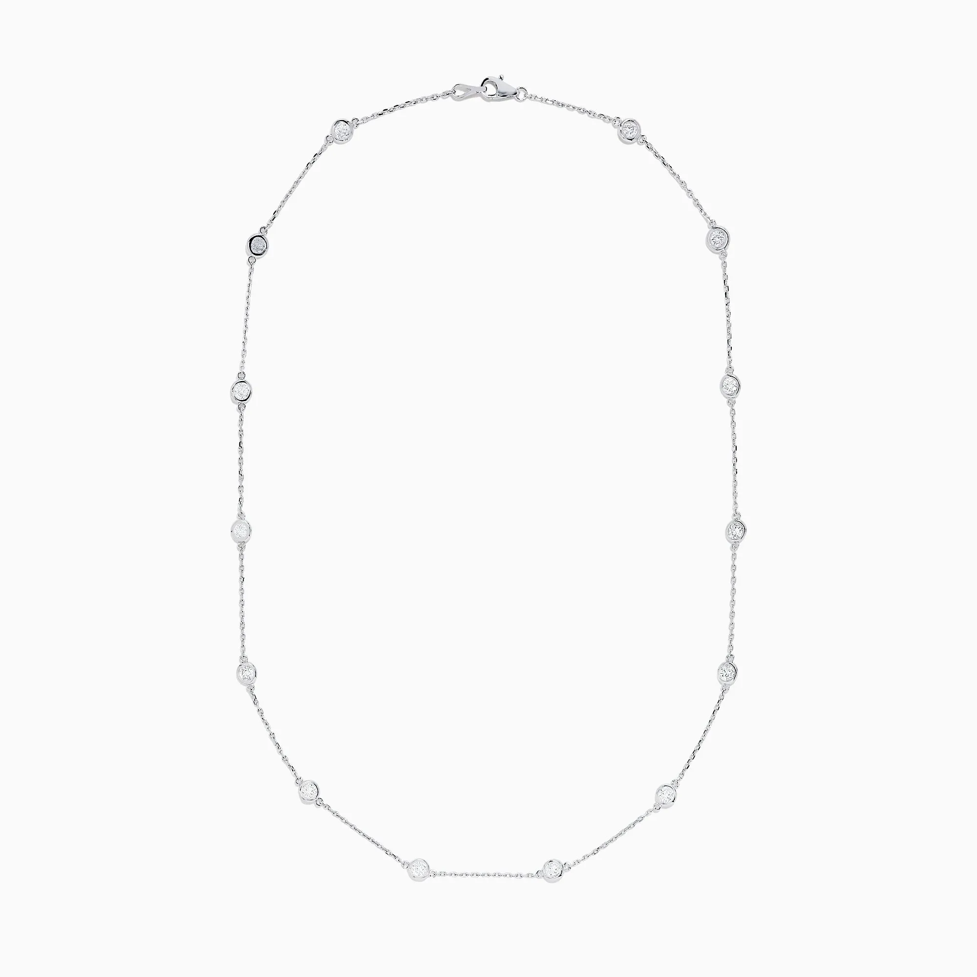 14K White Gold 18" Diamond Station Necklace, 2.00 TCW