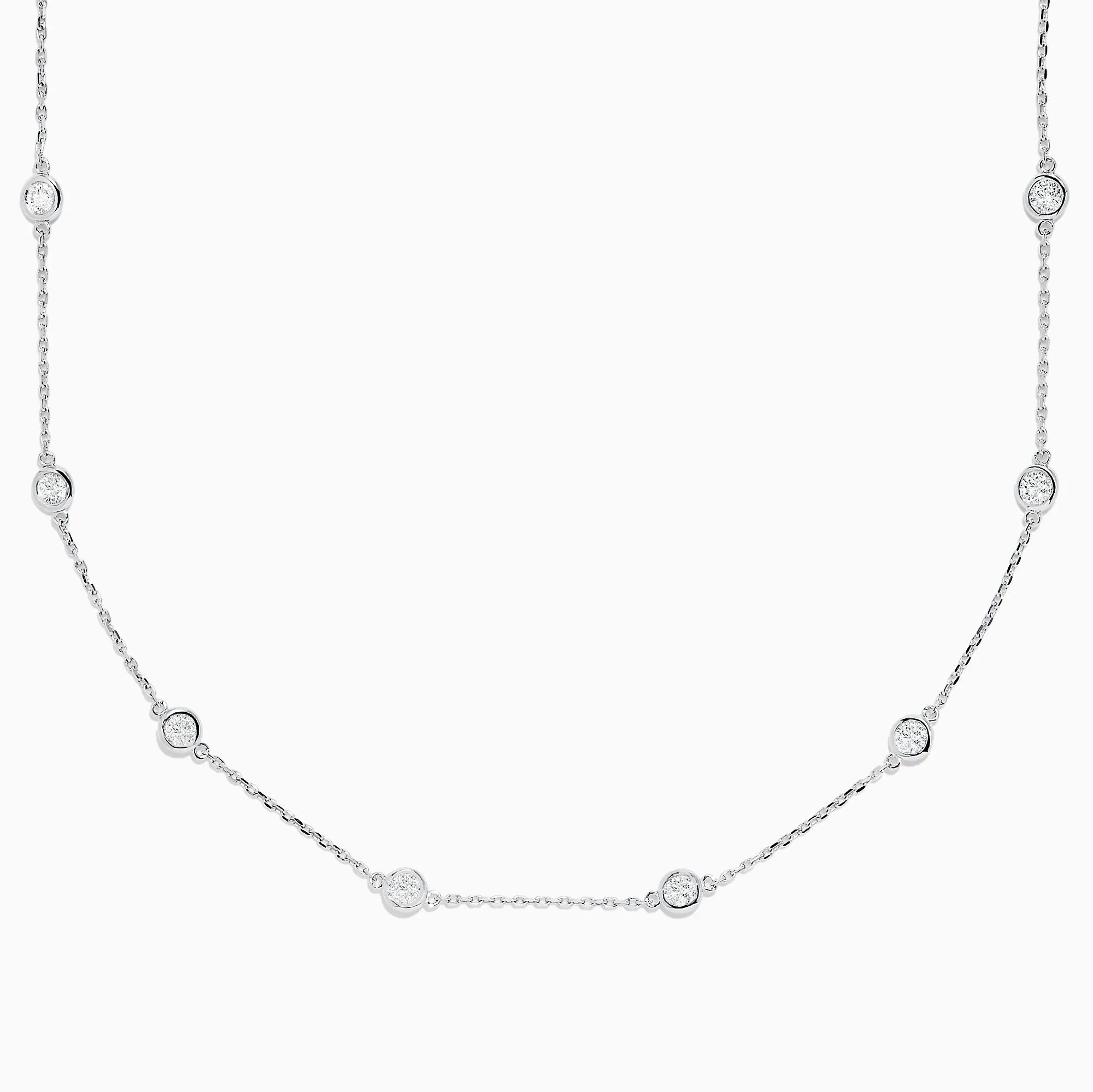 14K White Gold 18" Diamond Station Necklace, 2.00 TCW