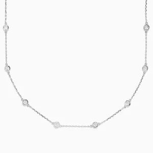 14K White Gold 18" Diamond Station Necklace, 2.00 TCW