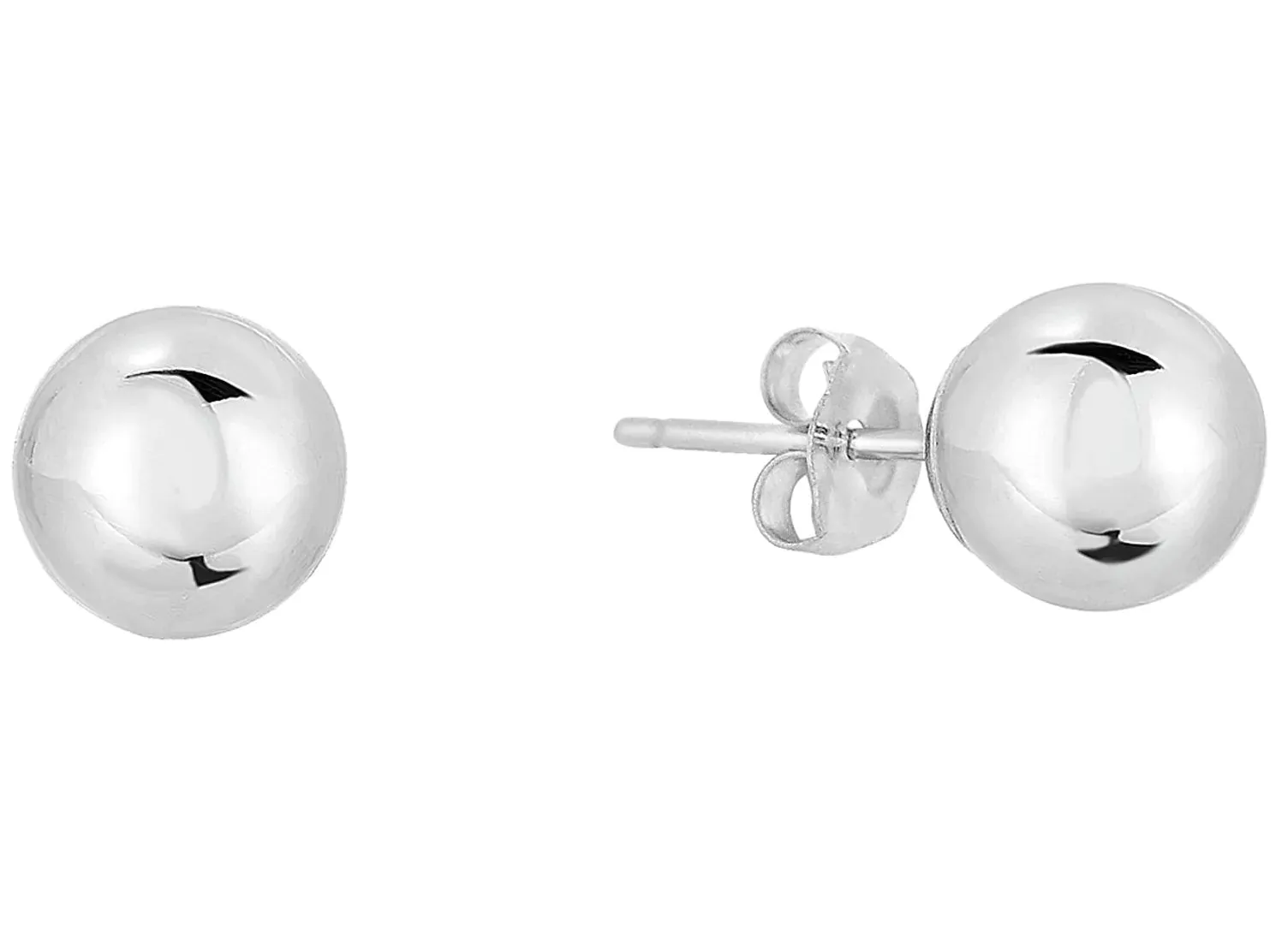 14k White Gold Ball Stud Earrings