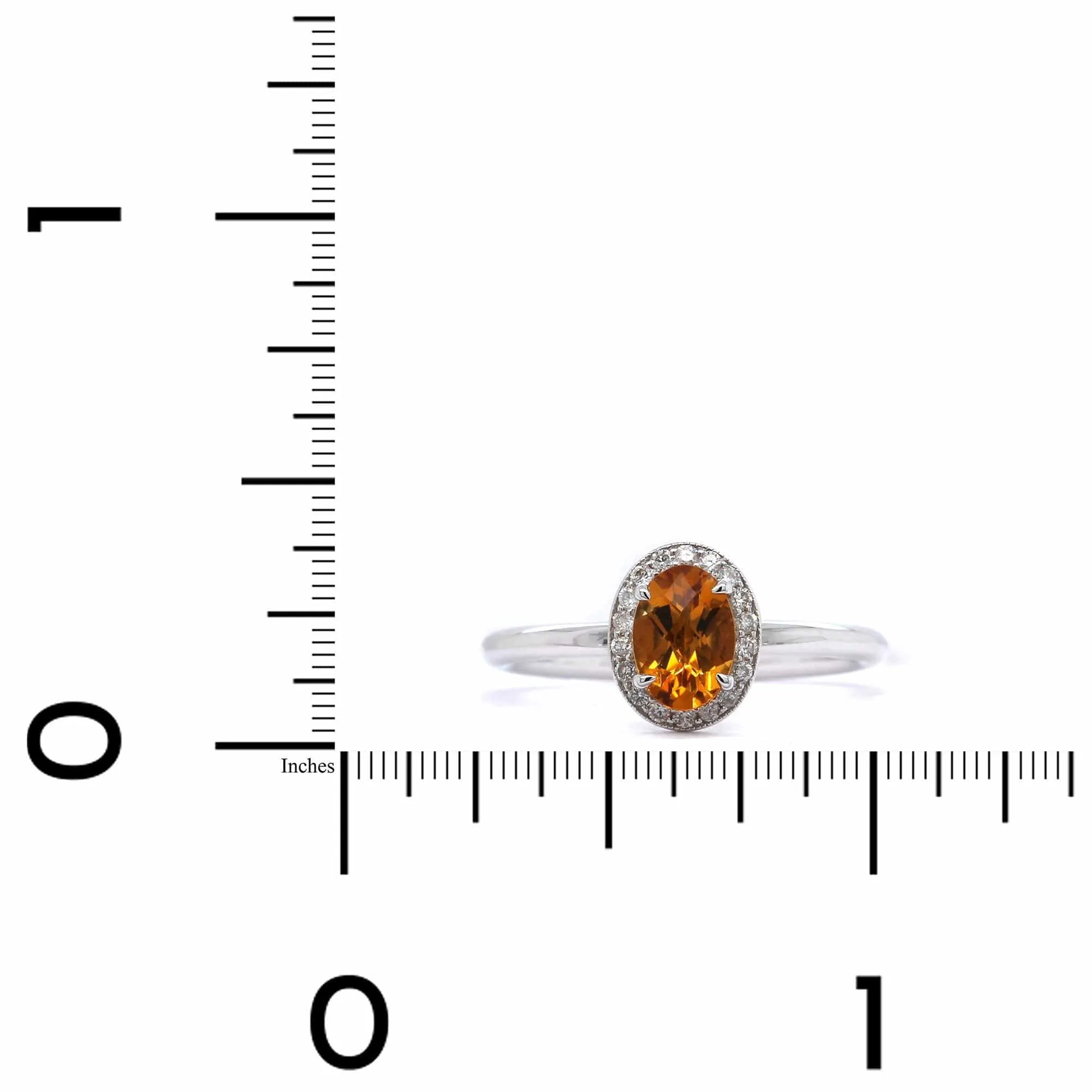 14K White Gold Citrine with Diamond Halo Ring