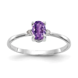 14k White Gold Diamond Amethyst Birthstone Ring