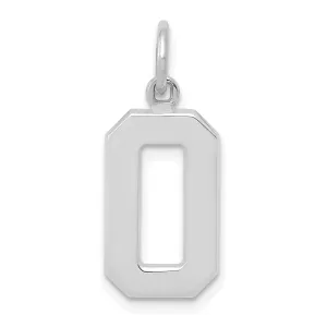 14k White Gold Polished Finish Medium Size Number 0 Charm Pendant