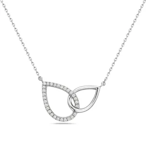 14K White Gold Teardrop Shape Diamond Necklace