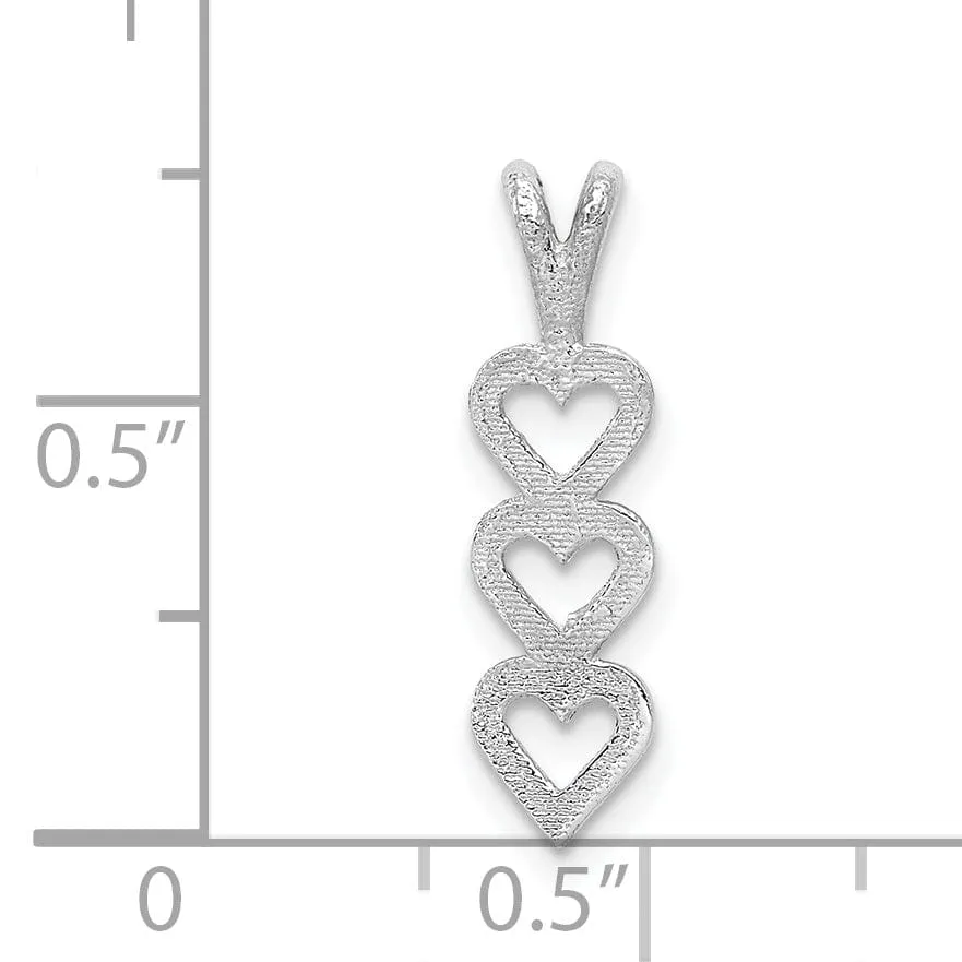 14k White Gold Triple Heart Pendant