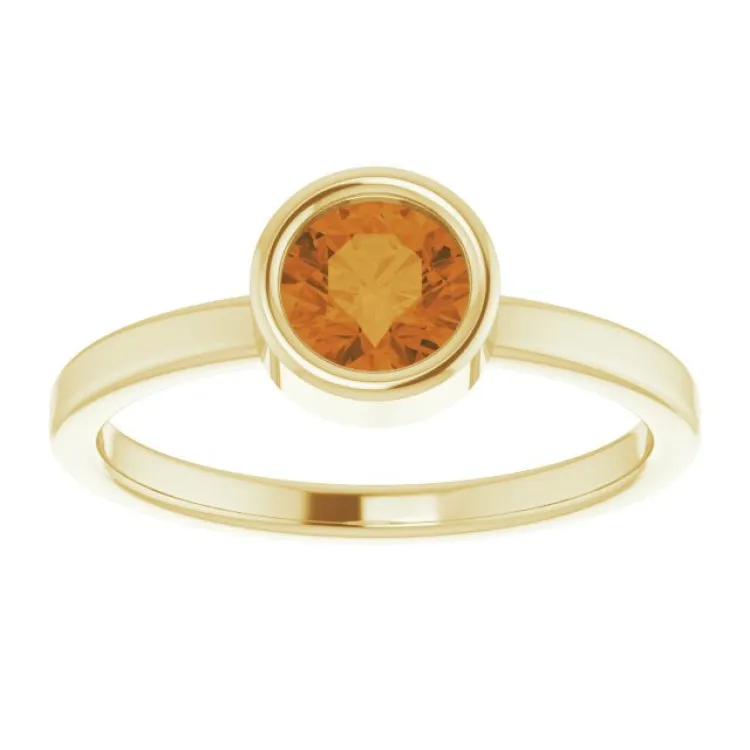 14K Yellow 5.5 mm Natural Citrine Ring