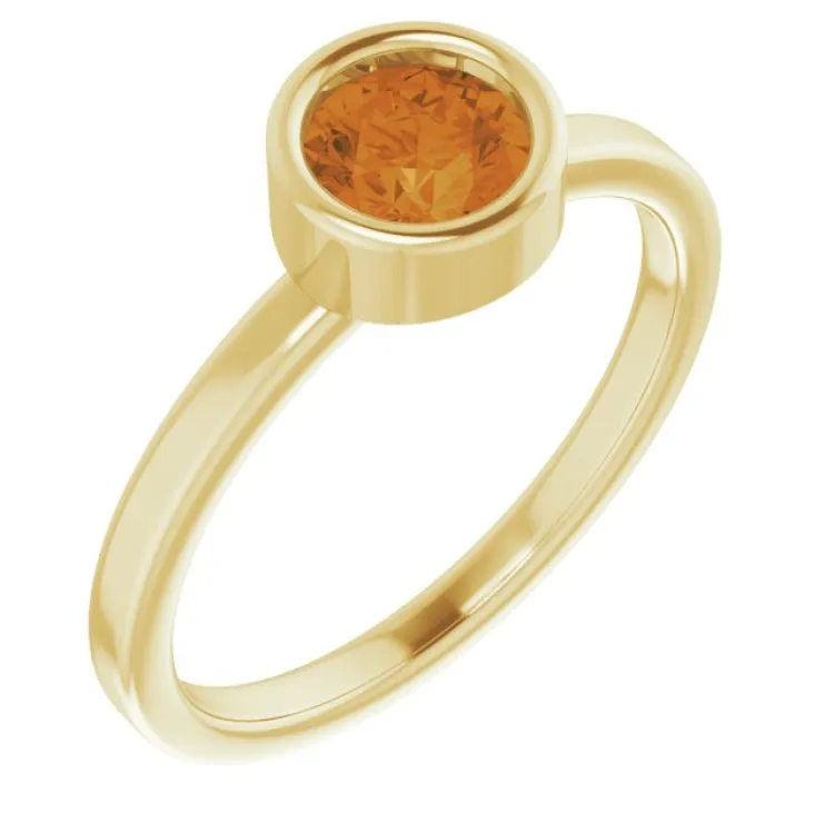 14K Yellow 5.5 mm Natural Citrine Ring