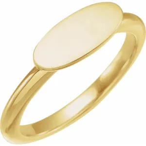 14K Yellow Gold 13x5.5 mm Oval Signet Ring