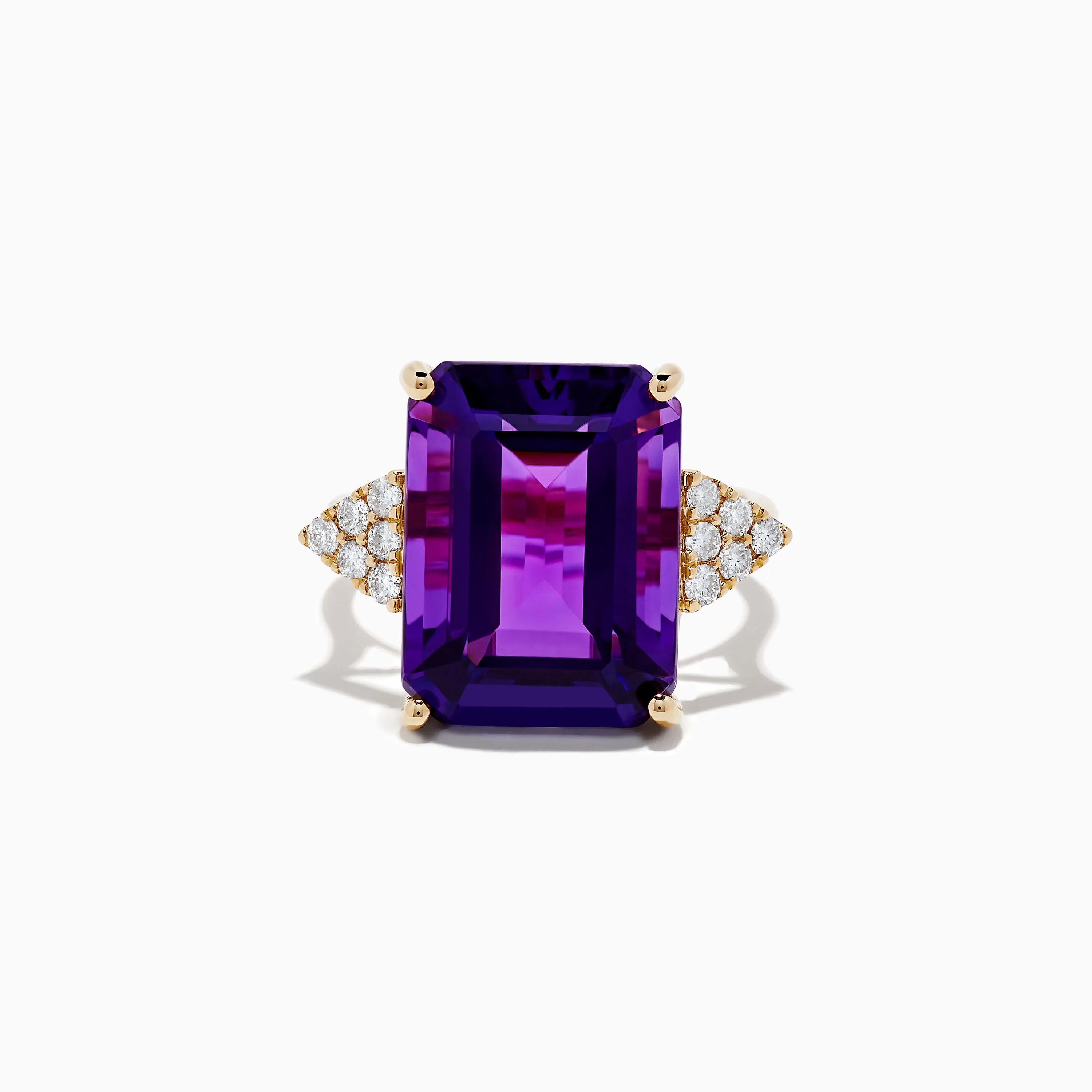 14K Yellow Gold Amethyst and Diamond Ring