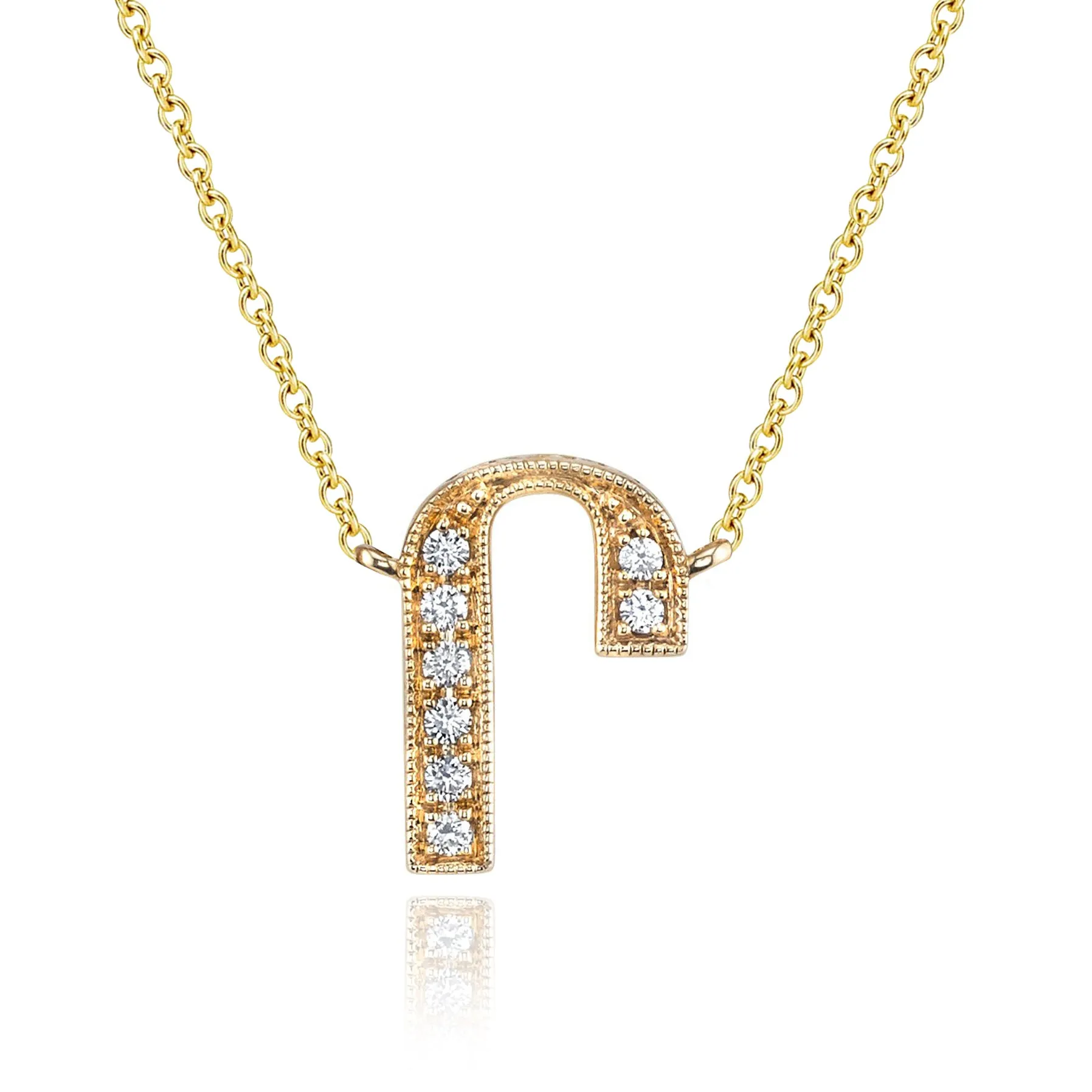 14K Yellow Gold Armenian Initial Diamond Necklace